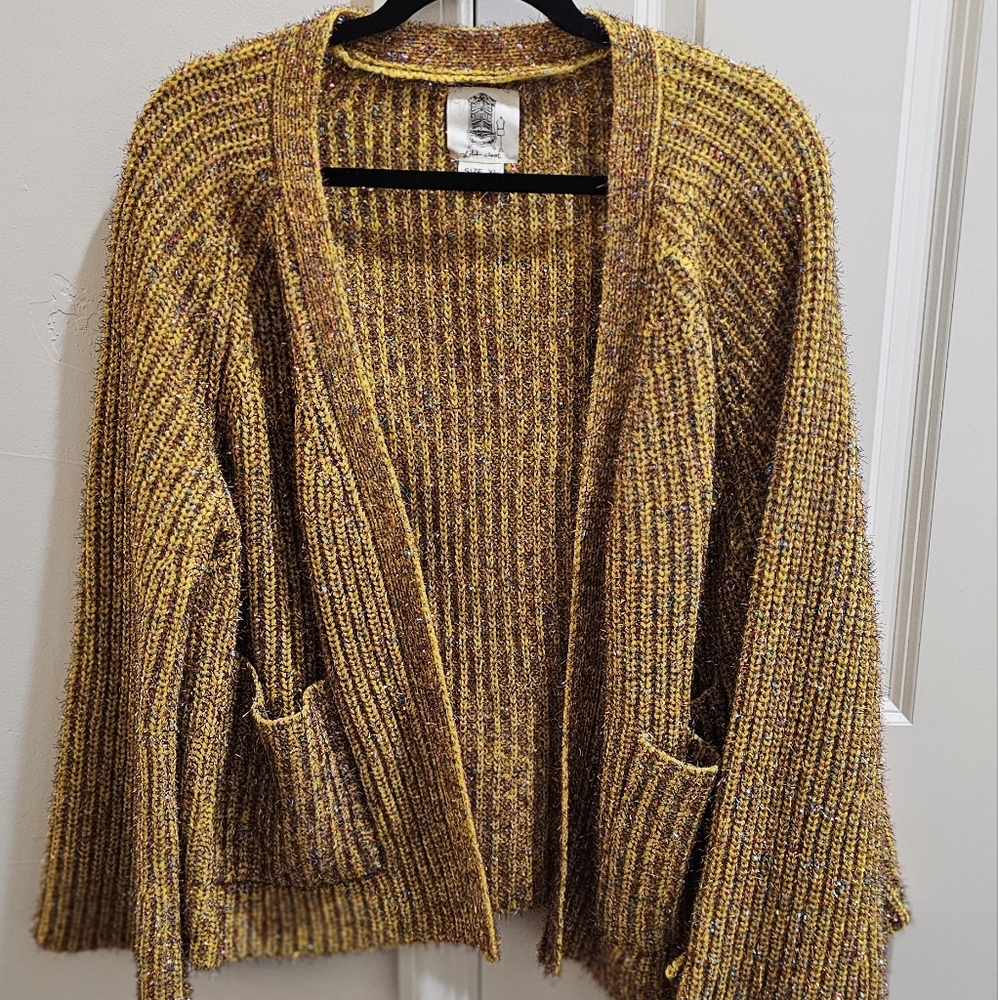 Yellow Tinsel Cardigan Sweater